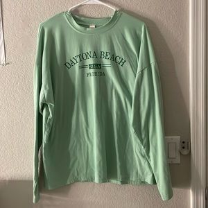 Romwe Daytona Beach Long Sleeve Oversized Tee